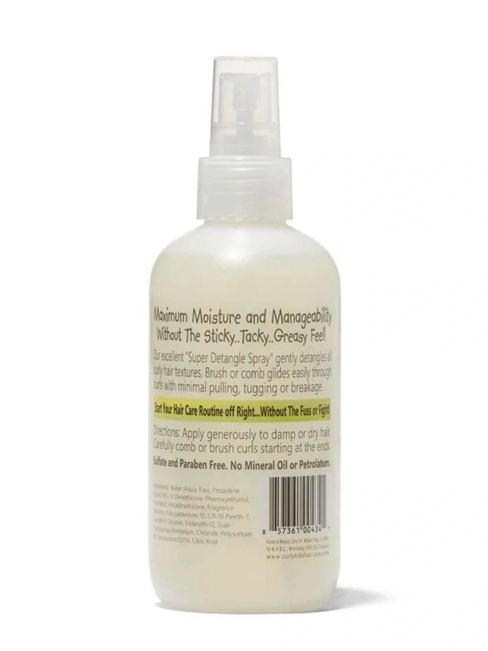 2 Curly kids Super Detangling Spray - Yellow Bottle